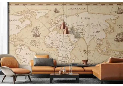 Carta da parati mappamondo antico vintage 2