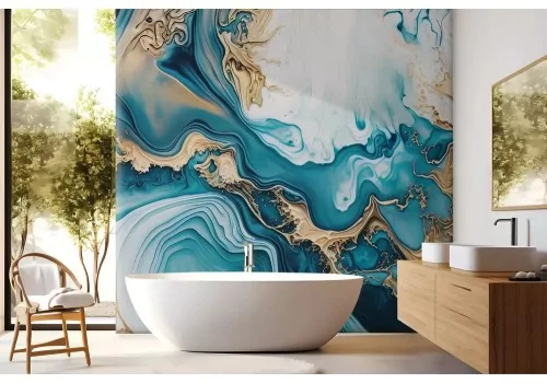 Carta da parati astratta blu e oro