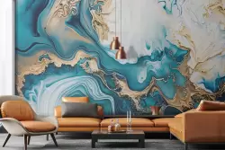 Stile sofisticato con carta da parati blu e oro