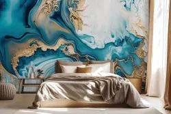 Raffinatezza marina con il nostro design fluido blu e oro