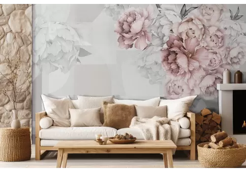 Carta da parati fiori rosa vintage