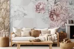 Carta da parati fiori rosa vintage