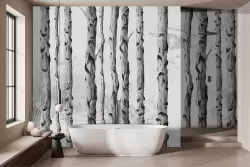 Utilizza la serenità della foresta come decorazione per parete bagno