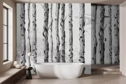 Utilizza la serenità della foresta come decorazione per parete bagno