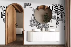 Design unico con nomi di paesi in stile tipografico