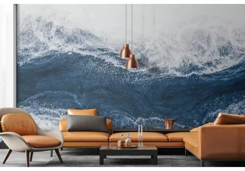 Carta da parati onde blu intenso 2