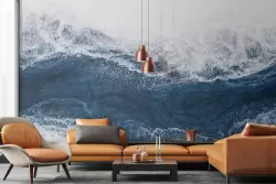 Atmosfera marina con onde blu astratte