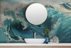 Atmosfera oceanica con onde vivaci