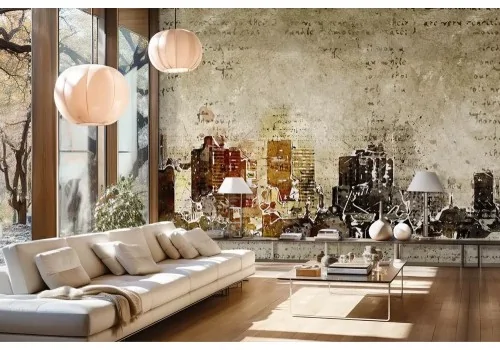 Carta da parati citta vintage