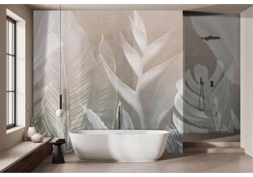 Carta da parati foglie tropicali stilizzate 2