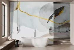 Decora con carta da parati astratta per bagno