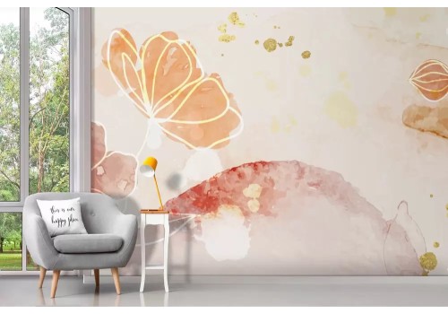 Carta da parati fiori effetto acquerello 2