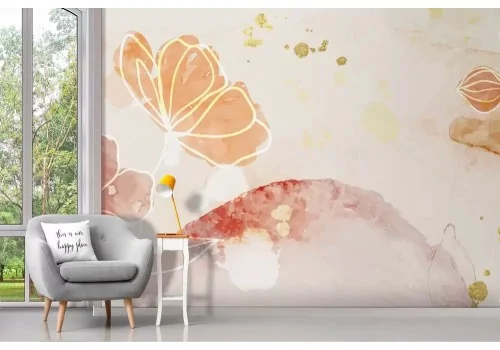 Carta da parati fiori effetto acquerello 2