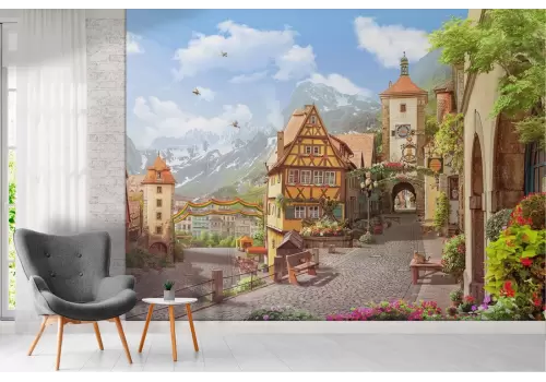 Carta da Parati illustrazione città medievale 2