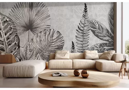Carta da parati foglie tropicali stilizzate