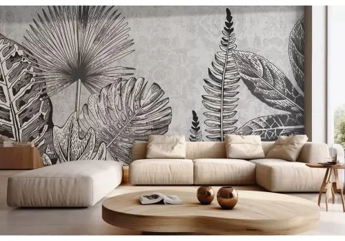 Carta da parati foglie tropicali stilizzate