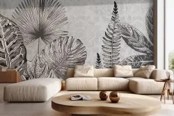 Carta da parati foglie tropicali stilizzate