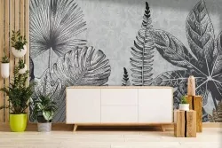 Carta da parati foglie monocromatiche per un tocco di stile