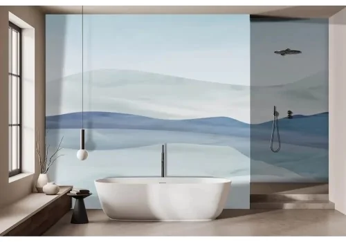 Carta da parati paesaggio astratto blu