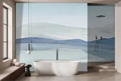 Carta da parati paesaggio astratto blu