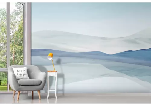 Carta da parati paesaggio astratto blu 2