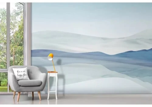 Carta da parati paesaggio astratto blu 2