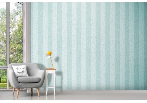 Blue and white striped wallpaper decoration 2