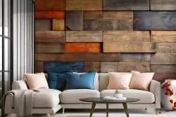 Carta da parati effetto legno naturale