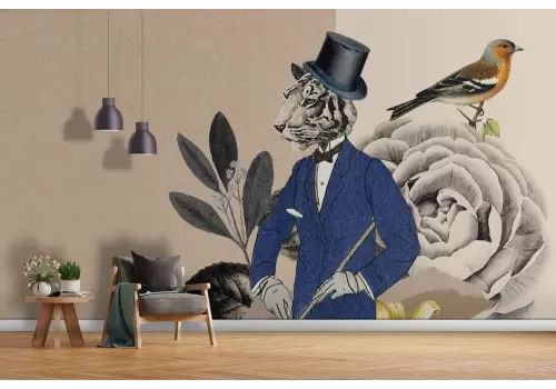 Carta da parati vintage tigre