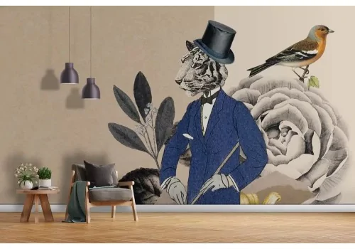 Carta da parati tigre vintage