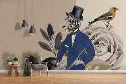 Carta da parati vintage tigre