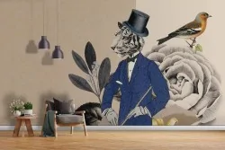 Carta da parati vintage tigre