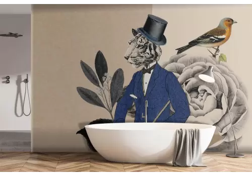 Carta da parati vintage tigre 2