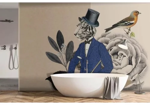 Carta da parati vintage tigre 2