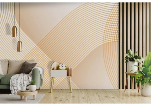 Carta da parati geometrica lineare gialle 3d