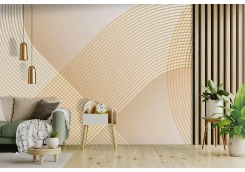 Carta da parati geometrica gialla 3D