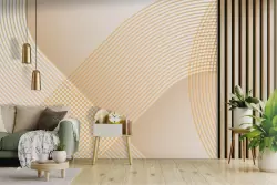 Carta da parati geometrica lineare gialle 3d