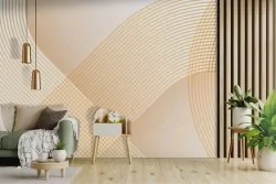 Carta da parati geometrica lineare gialle 3d