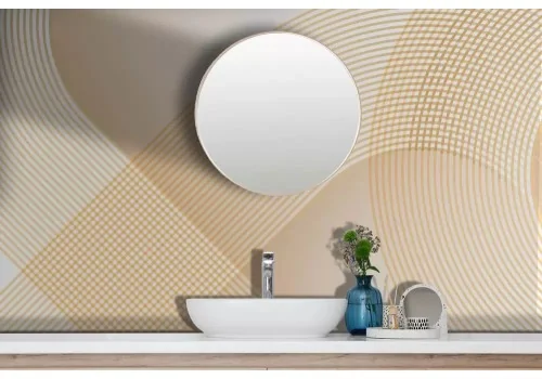 Carta da parati geometrica lineare gialle 3d 2