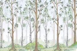 Trasforma le pareti con la nostra foresta acquerello