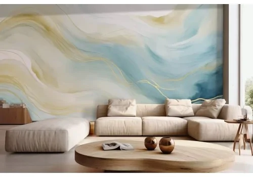 Carta da parati onde blu acquerello