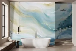 Carta parati onde blu per un'atmosfera serena