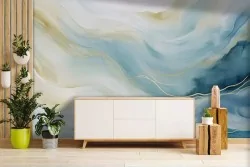 Immergiti in un mare di colori con la nostra carta da parati onde acquerello