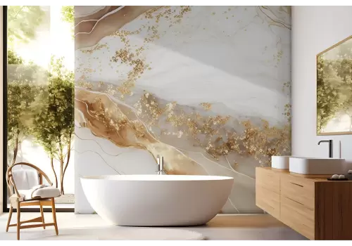 Carta da parati texture marmo con finiture oro