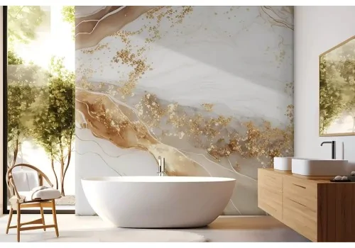 Carta da parati effetto marmo con oro