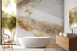 Carta da parati texture marmo con finiture oro