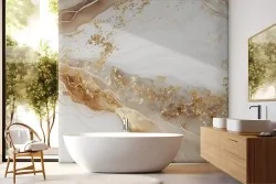 Carta da parati texture marmo con finiture oro