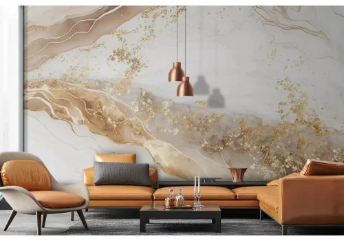Carta da parati texture marmo con finiture oro 2