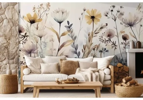 Carta da parati floreale di campo vintage