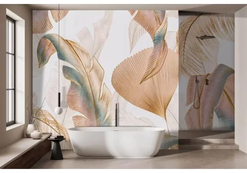 Carta da parati foglie tropicali arancio